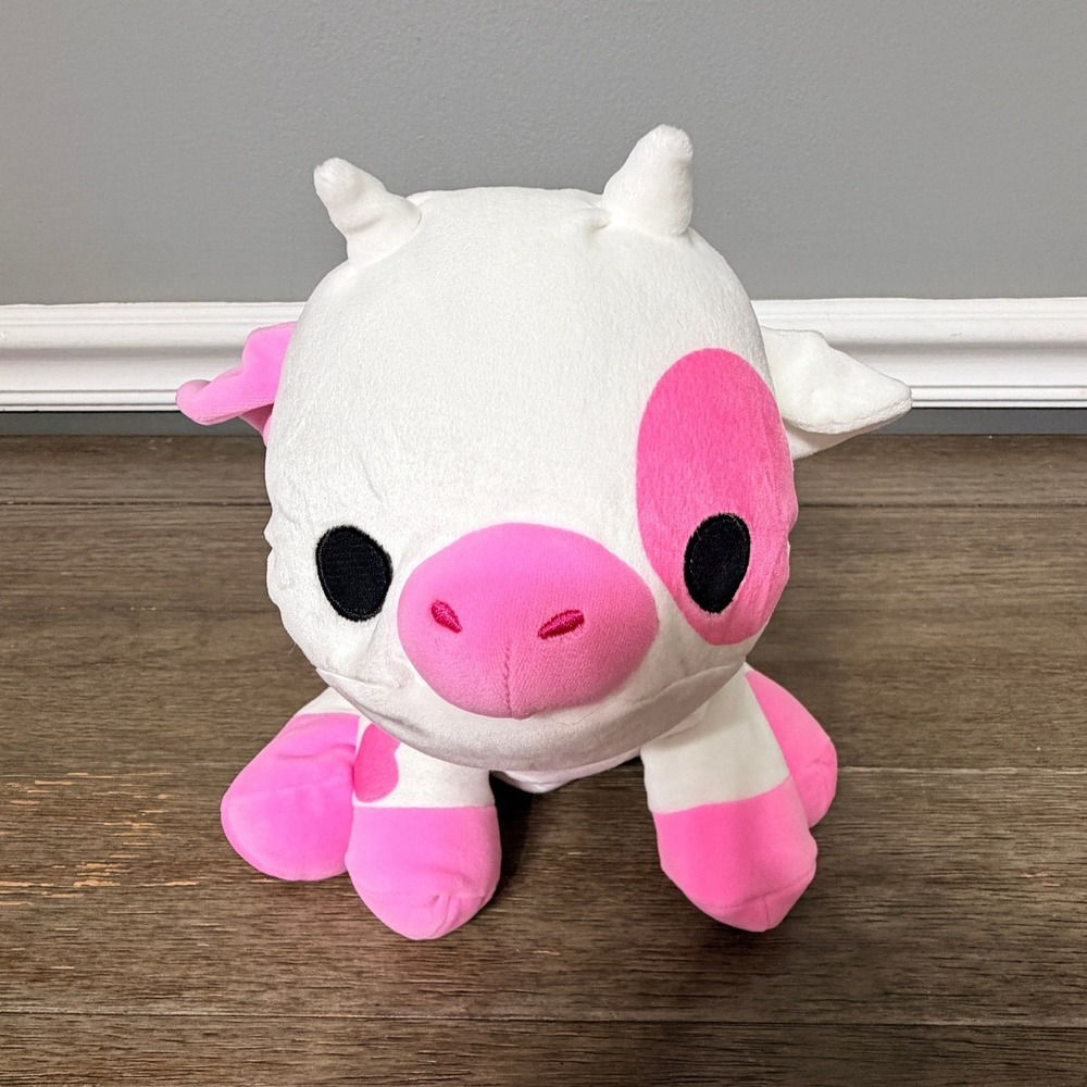 Zuru Clover Cow Plush Pink White Spotted Stuffed Animal Weighted Toy